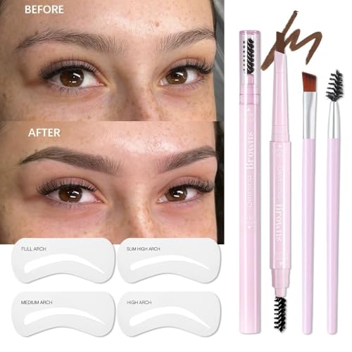 Eyebrow Stencil Kit with Pomade, Pencil & Brush - Waterproof