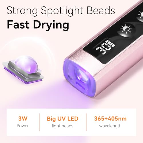 Makartt Rose Gold Handheld UV Nail Lamp with Painless Mode for Gel Curing