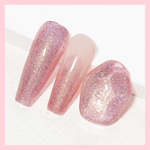 MIZHSE Glitter Pink Quick Dry Nail Polish, 15ml