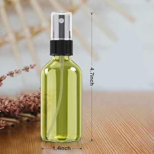 Wedama 2 oz Mini Glass Spray Bottles, Empty Small Spray Bottles with Funnel Dropper, Fine Mist for Hair, Travel, Plants, Cleaning Solutions and Skin Care (4 Pack Olive Green)