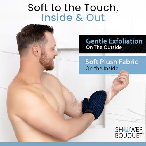 Shower Bouquet Exfoliating Mitt 2-Pack - Charcoal & Silver Ion