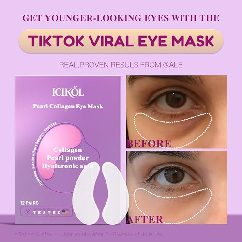 ICIKOL 60 Pairs Hyaluronic Acid Collagen Under Eye Patches for Dark Circles & Puffiness