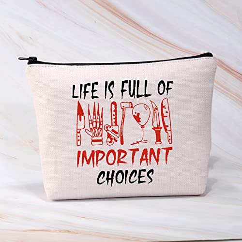 BDPWSS Horror Movie Makeup Bag Horror Movie Characters Gift Life Is Full Of Important Choices Horror Movie Fans Gift (Life Full Of Choices)