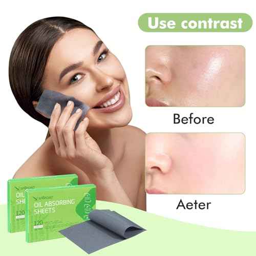 Oil Absorbing Sheets with Bamboo Charcoal - 4 Pack (480 sheets) Oil Blotting Sheets For Face, 20% More Makeup Friendly High-performance Handy Face Blotting Paper for Oily Skin