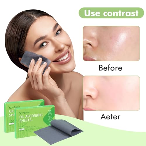 Bamboo Charcoal Oil Blotting Sheets - 480 Sheets (4 Pack)