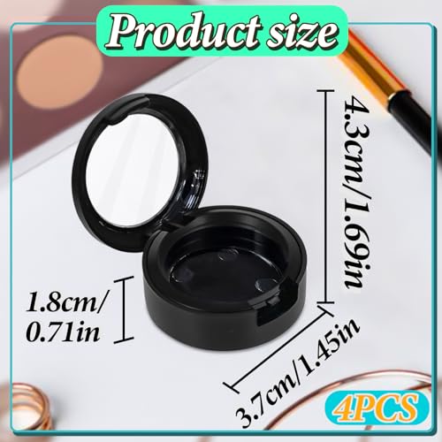 WishLotus 4Pcs Empty Makeup Eyeshadow Box, Refillable Eyeshadow Sub Container for Daily Travel Use, Empty Eyeshadow Pans for Women and Girls, 35mm (Black)