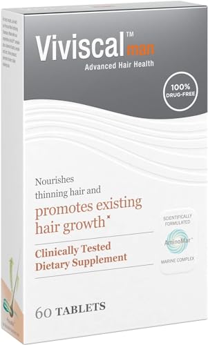 Viviscal Men's Hair Growth Supplements for Thicker, Fuller Hair Clinically Proven with Proprietary Collagen Complex, 60 Tablets - 1 Month Supply