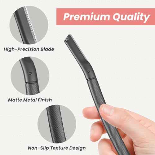 Facial Razor for Women with 20 Refill Blades, Eyebrow Razor and Dermaplaning Tool for Face Exfoliation & Peach Fuzz Removal, Precision Eyebrow Trimmer with Reusable Metal Handle ? Black