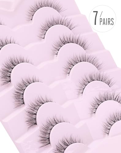 Onlyall Natural Lashes 7 Pairs - Wispy Soft Fake Eyelashes