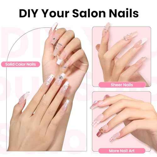 Beetles Tipex Pre-Building Instant Apex Nail Tips Kit ? Coffin Medium, 224PCS in 16 Sizes | Pre-Etched, Thick Full Cover Acrylic Tips with Nail Glue, Dehydrator, Primer, Base & Top Coat, Mini UV Lamp