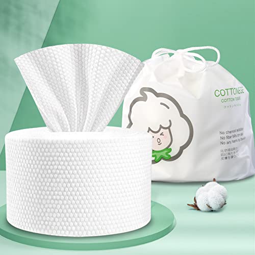Disposable Face Towel for Dry and Wet Use, 100% Cotton Facial Tissue, Ultra Thicked Facial Cleansing Towels, Multi-Purpose Dry Wipes for Makeup Removing, Sensitive | Baby Skincare
