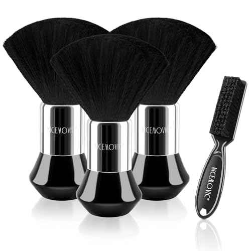 NICEMOVIC 4Pcs Barber Neck Duster, Professional Barber Accessories, Cleaning Supplies, Nylon Brush for Hair Cutting & Styling