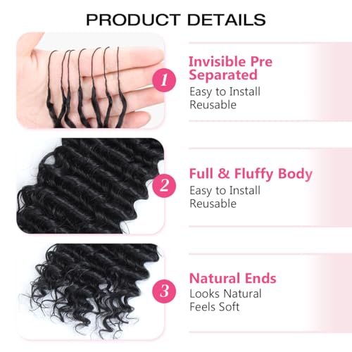 12 Inch Deep Wave Crochet Hair Extensions - 100 Strands Black