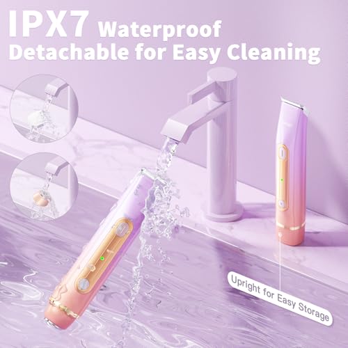 Bikini Trimmer for Women, Electric Razors with Dual Heads, Rechargeable Pubic Hair Trimmer with IPX7 Waterproof, Painless Pro Shaver for Underarm Leg Arm Body Face Private Area£¨DuskyRose£©
