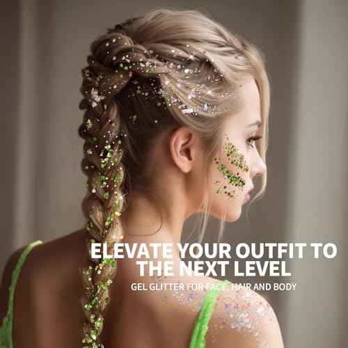 Teenitor Face Glitter Makeup Glitter, 12 Colors Face and Body Glitter Gel for Festival Makeup, Gel Hair Glitter for Face, Body, Hair, Total 120g/4.23oz