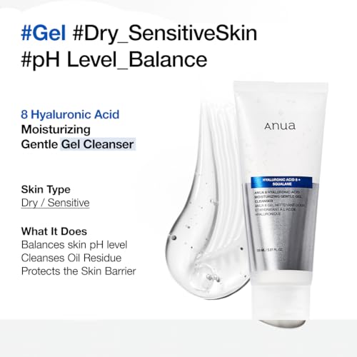 ANUA Moisturizing Gel Cleanser - Hydrating Face Wash, 5.07 fl oz