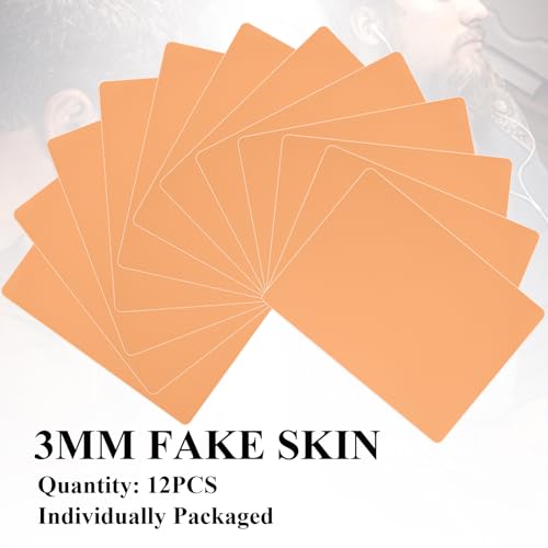 12Pcs 3MM Tattoo Practice Skin, 8x6'' Double-Sided