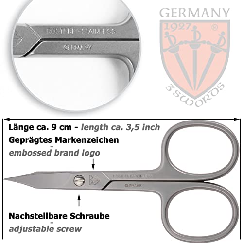 3 Swords Germany - brand quality STAINLESS STEEL INOX CURVED COMBINED CUTICLE & NAIL SCISSORS (1 PIECE) with case for manicure pedicure - nail care by 3 Swords - Made in Germany