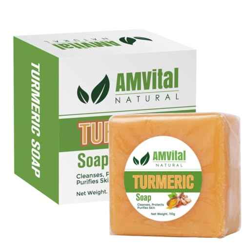 AMVital Turmeric Soap Bar for Face & Body, Smooth Skin, Natural Handmade Soap