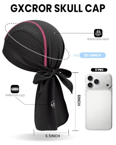 GXCROR Cooling Skull Cap Durag Bandana - Sweat-Wicking Head Wrap for Cycling & Running