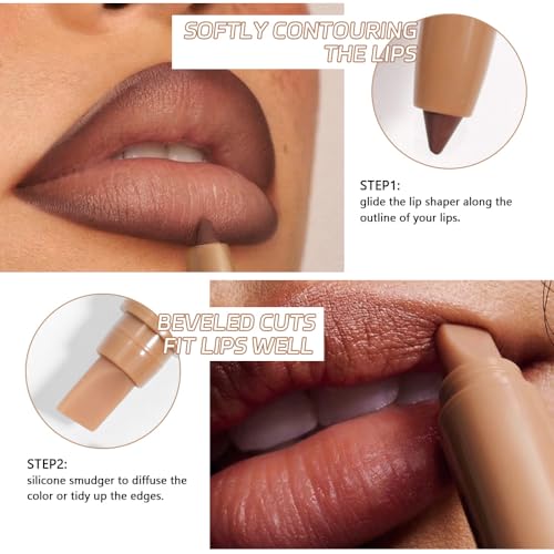 Chocolate Matte Lip Liner Pencil, Plump Lip Liners Long-Lasting Creamy Formula, With Silicone Smudger for Define Contours & Sculpting Lip, Waterproof Non-Staining Crayon Lip Liner 06#