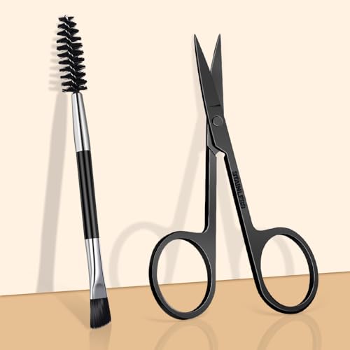 TsMADDTs Tweezers Set for Men - Professional Eyebrow Tweezers for Hair & Ingrown Hair Plucking with Scissor, Mirror, Travel Case (Black)