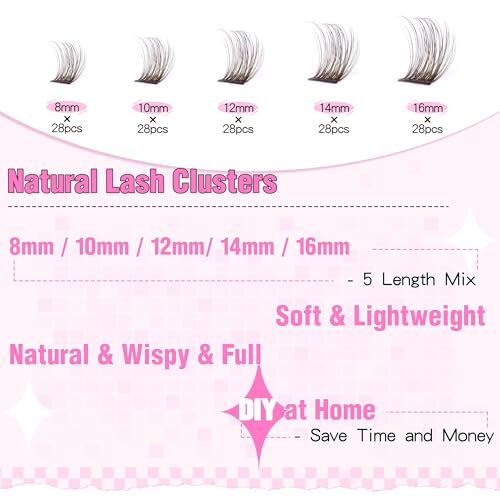 Brown Wispy Lash Clusters - 196pcs D-Curly DIY Eyelash Extensions