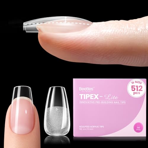 Beetles Tipex Lite Instant Apex Nail Tips, Short Coffin, 512pcs, 16 Sizes