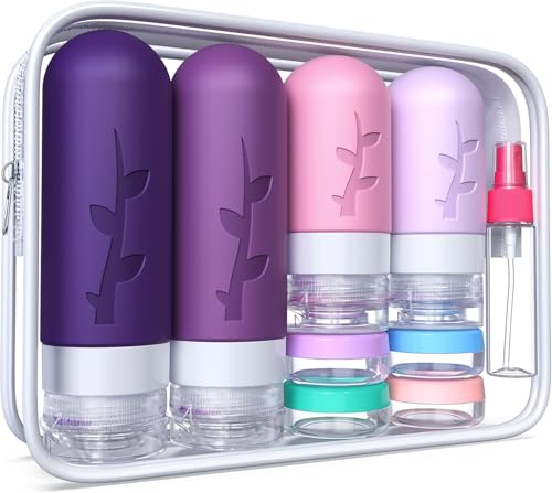 Tocelffe TSA Approved Travel Toiletry Bottles Set - Leak Proof Silicone Containers