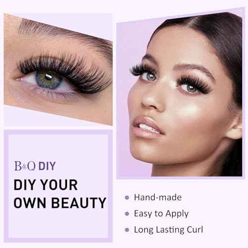B&Q Lash Clusters Wispy B02, Eyelash Clusters 72PCS Cluster Eyelash Extensions, D Curl Lash Cluster 8-16mm Natural Individual Lashes Volume False Eyelashes Clusters with Soft Band(B02-D-8-16MIX)