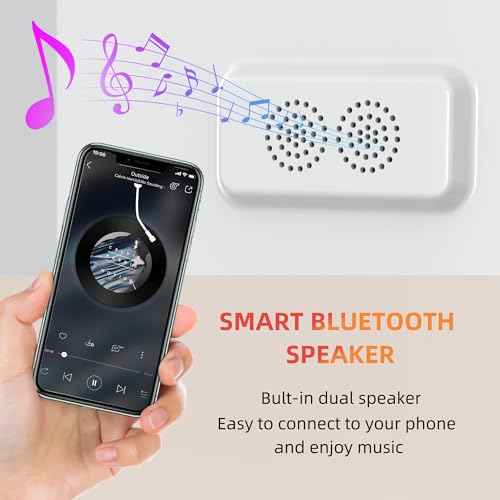 VANITII Vanity Makeup Mirror 12¡±x16¡± Hollywood Mirror with Lights and Smart Speaker Desk Mirror 3 Lighting Modes Touch Control for Dormitory Bedroom