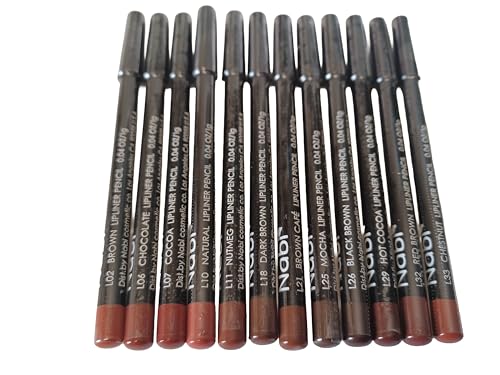 12-Piece Lip Liner Pencil Set - Brown Tones