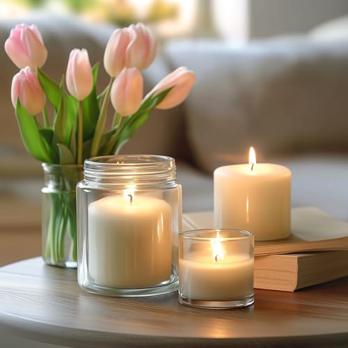 KEYWING 8oz Clear Glass Candle Jars with Metal Lids (30-Pack)