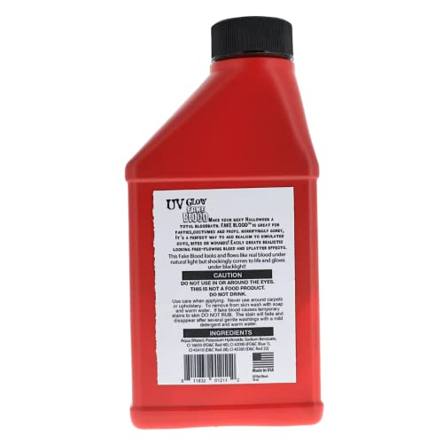 UV GLOW Fake Blood 16 Oz - GLOWS Under Blacklight SHAKE WELL