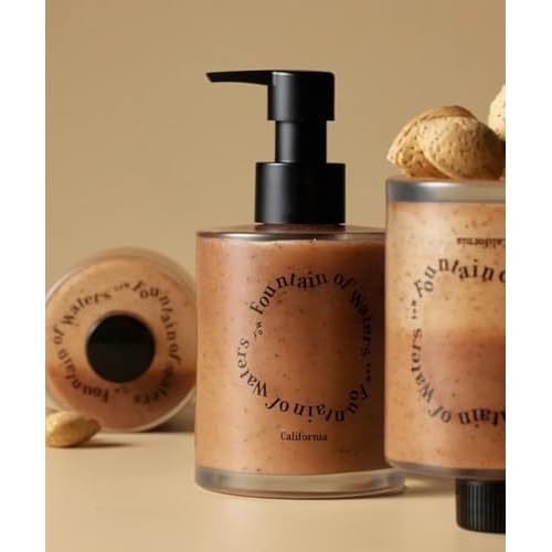 Fountain of Waters Cactus Hotel Almond Scrub Body Wash 300ml, Vegan Cruelty-Free Premium Body Wash with Almond Shell, Crafted in Korea