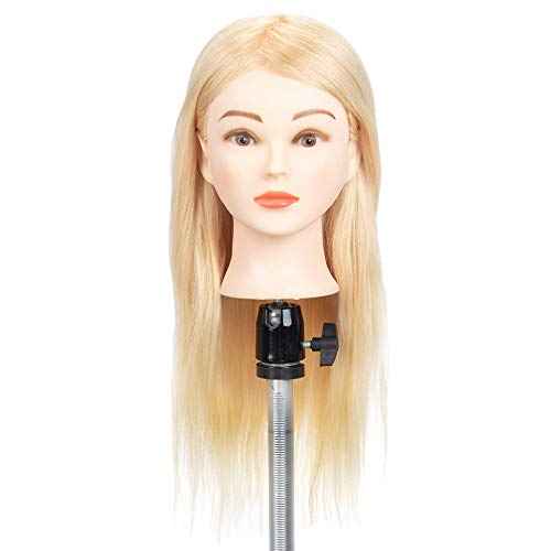 GEX 100% Human Hair Mannequin Head Blonde Training Practice Head for Styling Dying Cutting 613#Blonde (18¡±)