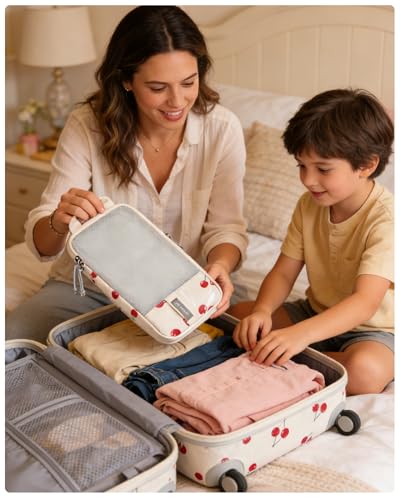 BAGSMART Cherry Pop 6-Piece Compression Packing Cubes for Travel