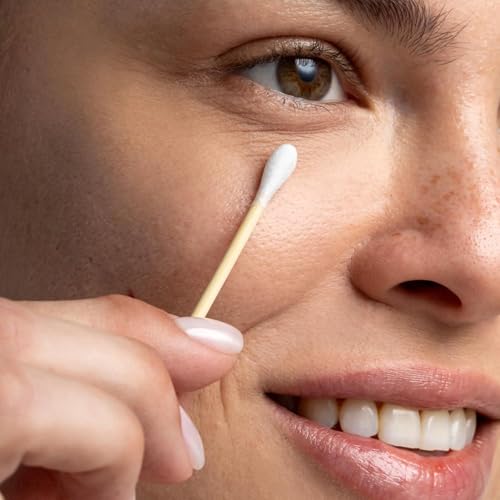 Cliganic Organic Bamboo Cotton Swabs, 400 Count - 100% Pure Natural Cotton, Chlorine-Free Hypoallergenic, Soft, Gentle & Absorbent Buds