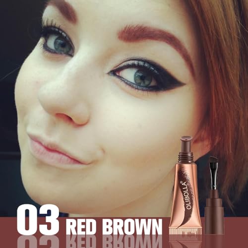 FeiCuiYun Peel Off Eyebrow Tint Gel - Red Brown, Waterproof 5 Days
