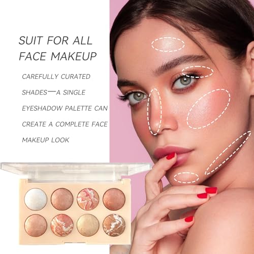 K'APEINE 8-Color Baked Eyeshadow Palette with Blush & Contour