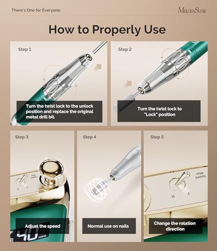 MelodySusie Cordless Nail Drill 40,000 RPM Professional Manicure Tool