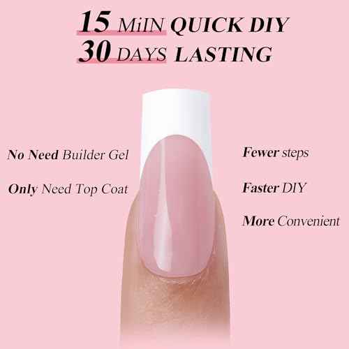 French Gel Nail Tips - Jofay Fashion French Tip Press on Nails, 10-Piece Set 320Pcs Short Square Nail Tips, Pre-applied Tip Primer & Base Coat, No Need to File Fake Nails for Nail Extension, 16 Sizes