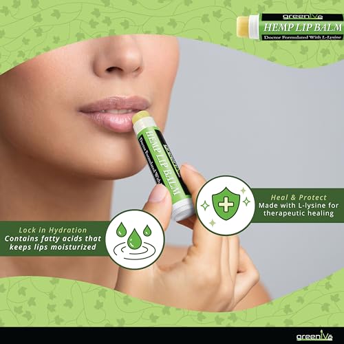 GreenIVe Hemp Lip Balm, Vegan, Omegas 3 & 6, Vitamin E, L-Lysine, Hydrating Handcrafted (1)