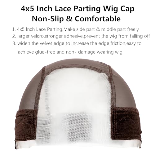 Glueless Wig Grip Cap with 4x5 Lace & Non-Slip Band