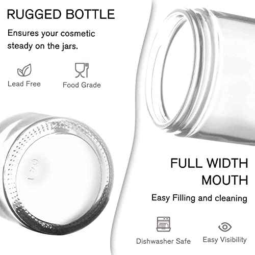 2 Pack Small Glass Jar with Lid, Tecohouse 4 oz Glass Jars with Stickers, Glass Lotion Jars with Lids & Inner Liners, Toiletries Container for Slime, Makeup, Cream, Lotion, Cosmetic