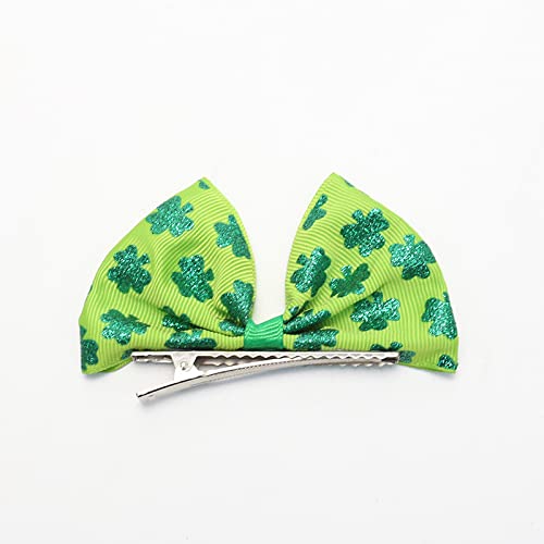 St. Patrick Bow Hair Clips Hairpin Grosgrain Ribbon Bows Holiday Barrettes JHSP07 (2 Pcs-Set A)