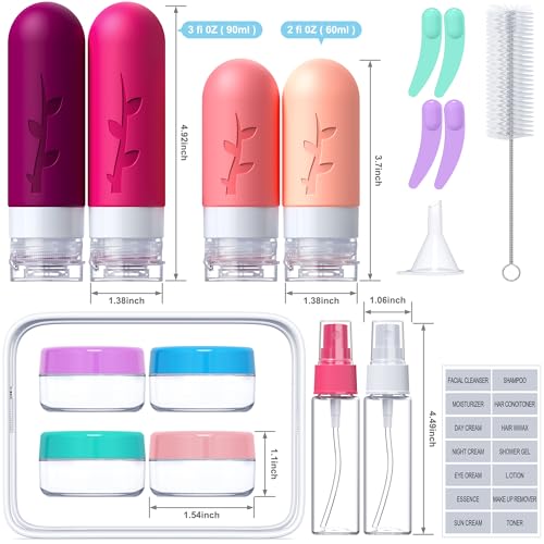 Tocelffe 18-Pack TSA Travel Bottles Set - Leak Proof Silicone Containers