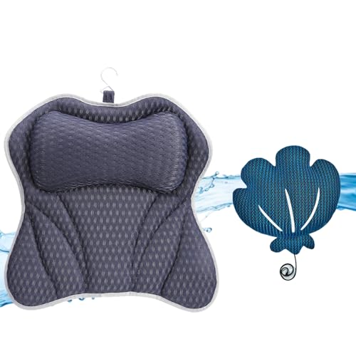 Luxury Bath Pillow and Hot Tub Scum Absorber Set, Bath Pillows for Tub with 6 Powerful Suction Cups, Hot Tub Scum Absorber, Fits All Bathtub