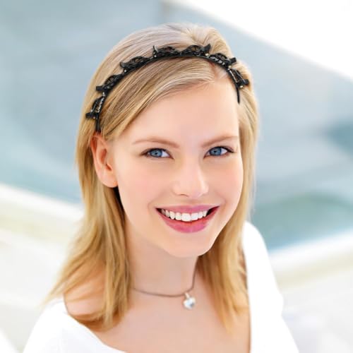 Braided Bangs Headband with Clips - 2 Pack for All Hair Types