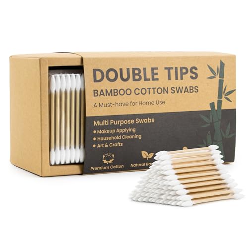 Double Pointed Cotton Swabs - 600 Count Eco-Friendly Bamboo Sticks